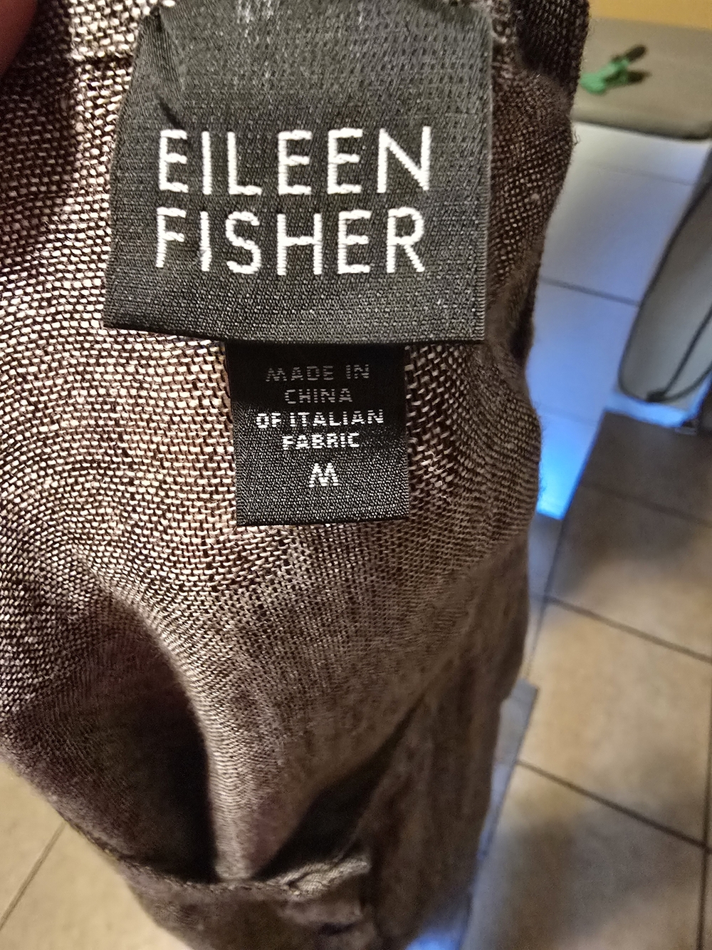 Eileen Fisher Taupe Sleeveless Button-Front Linen Tunic - Picture 3 of 4